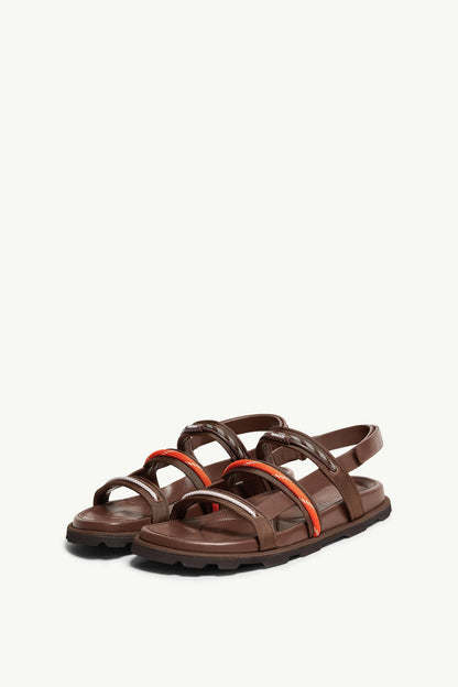 Moncler Vera Isla Leather Sandals Brown
