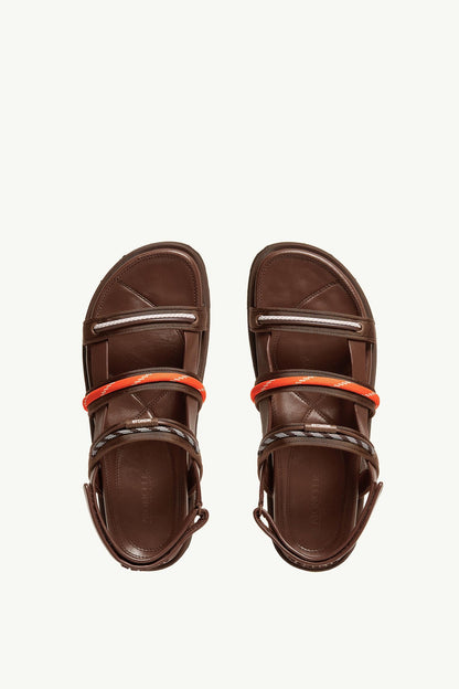 Moncler Vera Isla Leather Sandals Brown