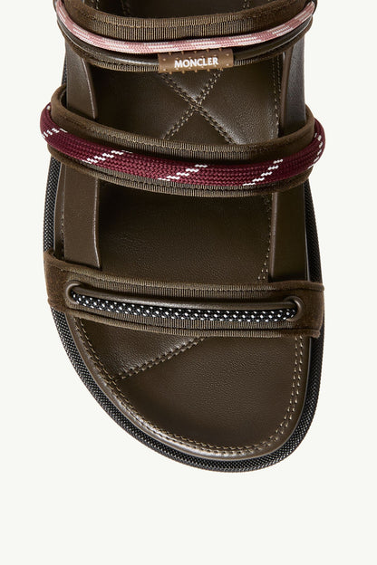 Moncler Vera Isla Leather Sandals Khaki