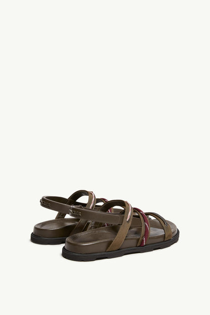 Moncler Vera Isla Leather Sandals Khaki