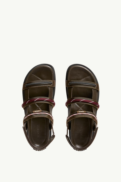Moncler Vera Isla Leather Sandals Khaki