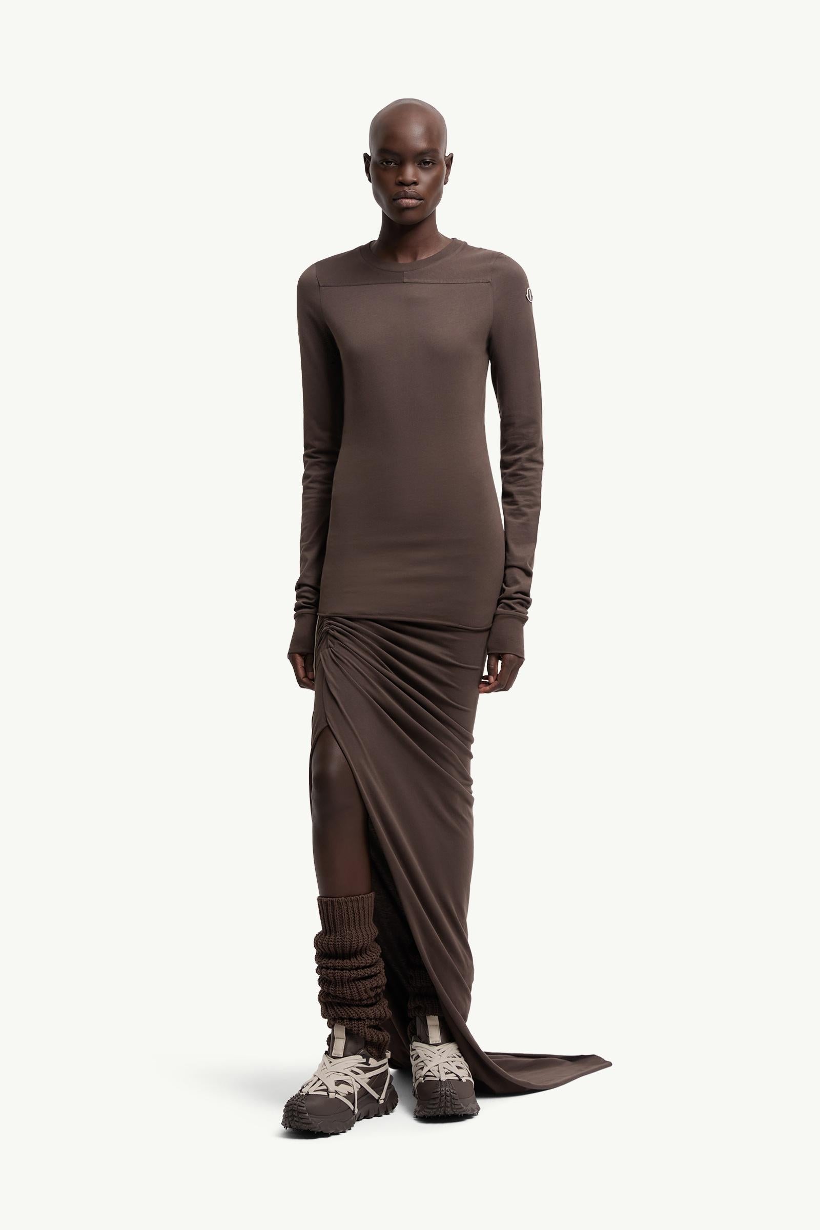 Moncler Moncler + Rick Owens Girder Long Sleeve Cotton T-Shirt Brown Brown