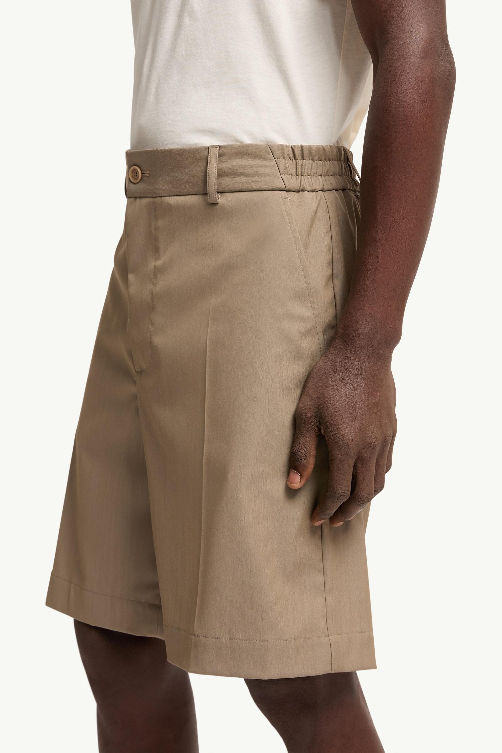 Moncler Wool Blend Gabardine Bermuda Shorts Beige Beige