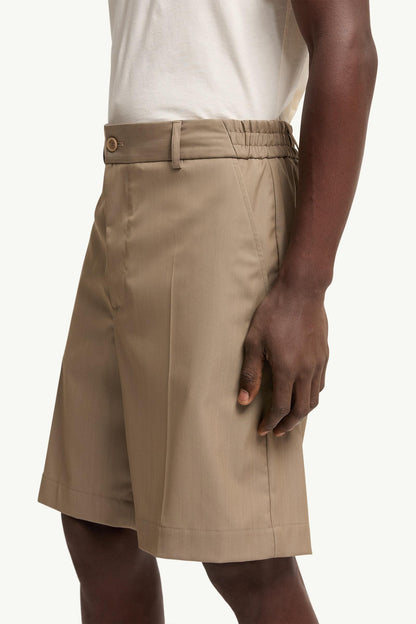 Moncler Wool Blend Gabardine Bermuda Shorts Beige Beige