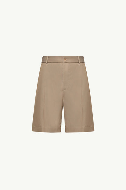 Moncler Wool Blend Gabardine Bermuda Shorts Beige Beige