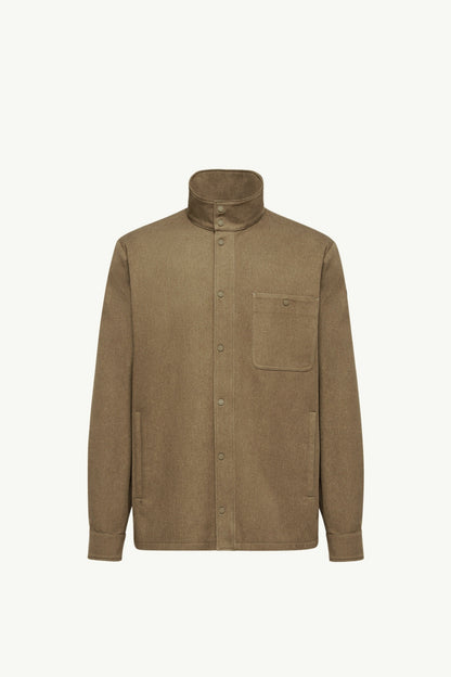 Moncler Leather Logo Cotton Jacket Olive Green Olive Green