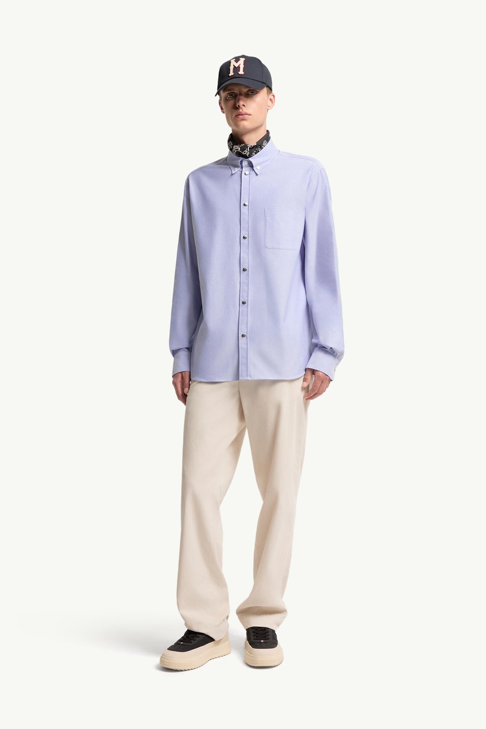 Moncler Cotton Shirt Light Blue Light Blue