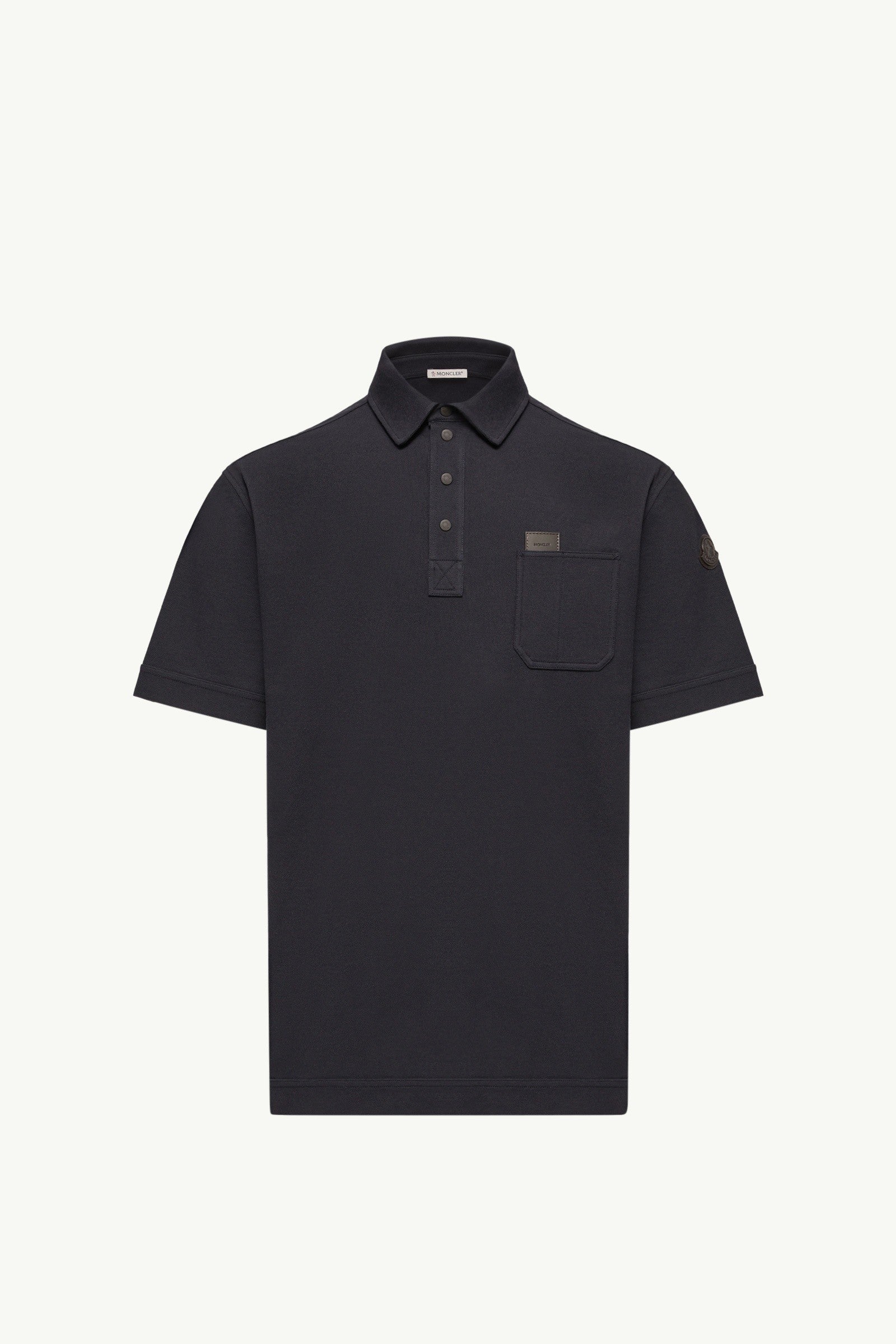 Moncler Leather Logo Tag Cotton Polo Shirt Dark Blue Dark Blue