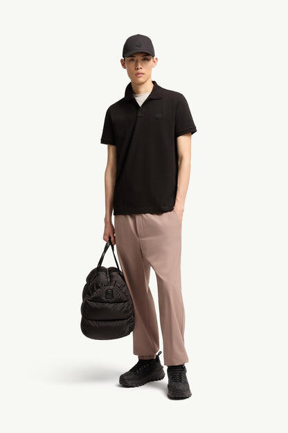 Moncler Logo Cotton Piquet Polo Shirt Black Black