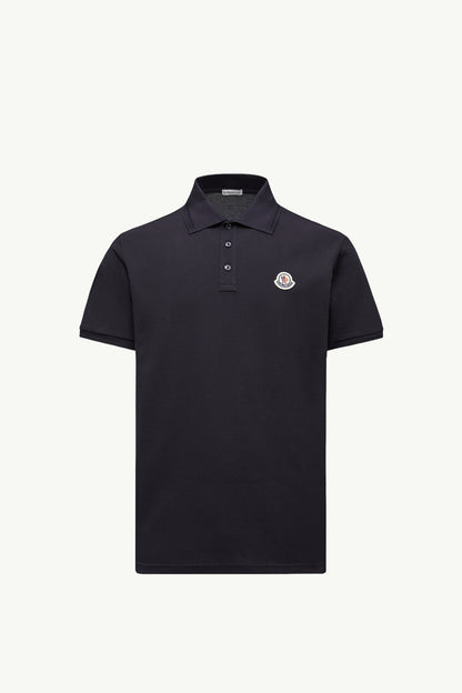 Moncler Logo Patch Cotton Piquet Polo Shirt Night Blue Night Blue