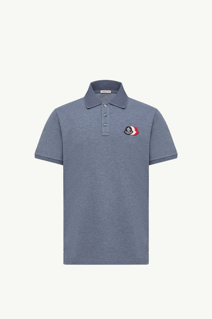 Moncler Cotton Piquet Polo Shirt Dusty Blue Dusty Blue