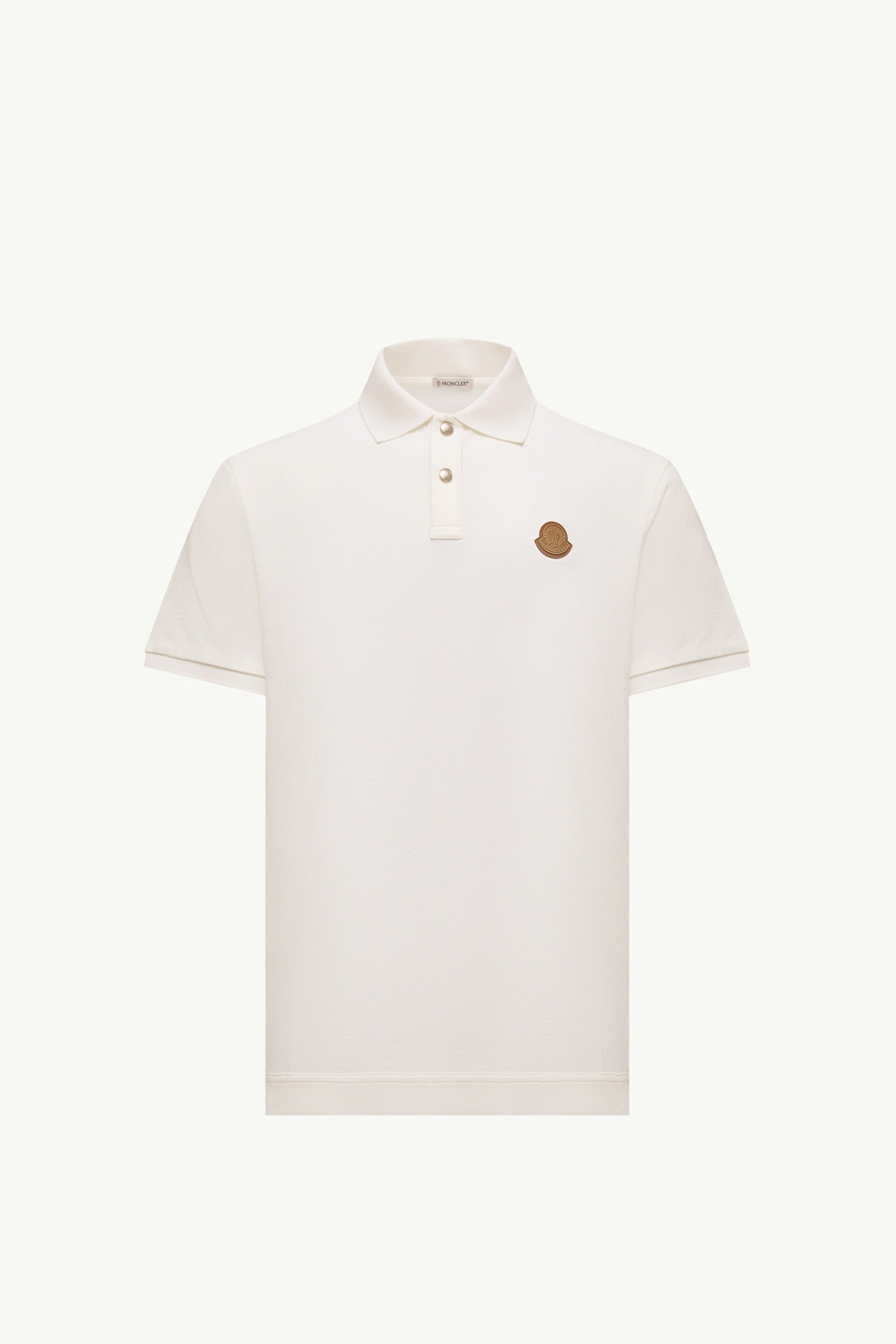 Moncler Logo Patch Cotton Piquet Polo Shirt White White