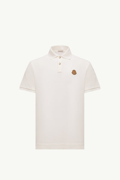 Moncler Logo Patch Cotton Piquet Polo Shirt White White