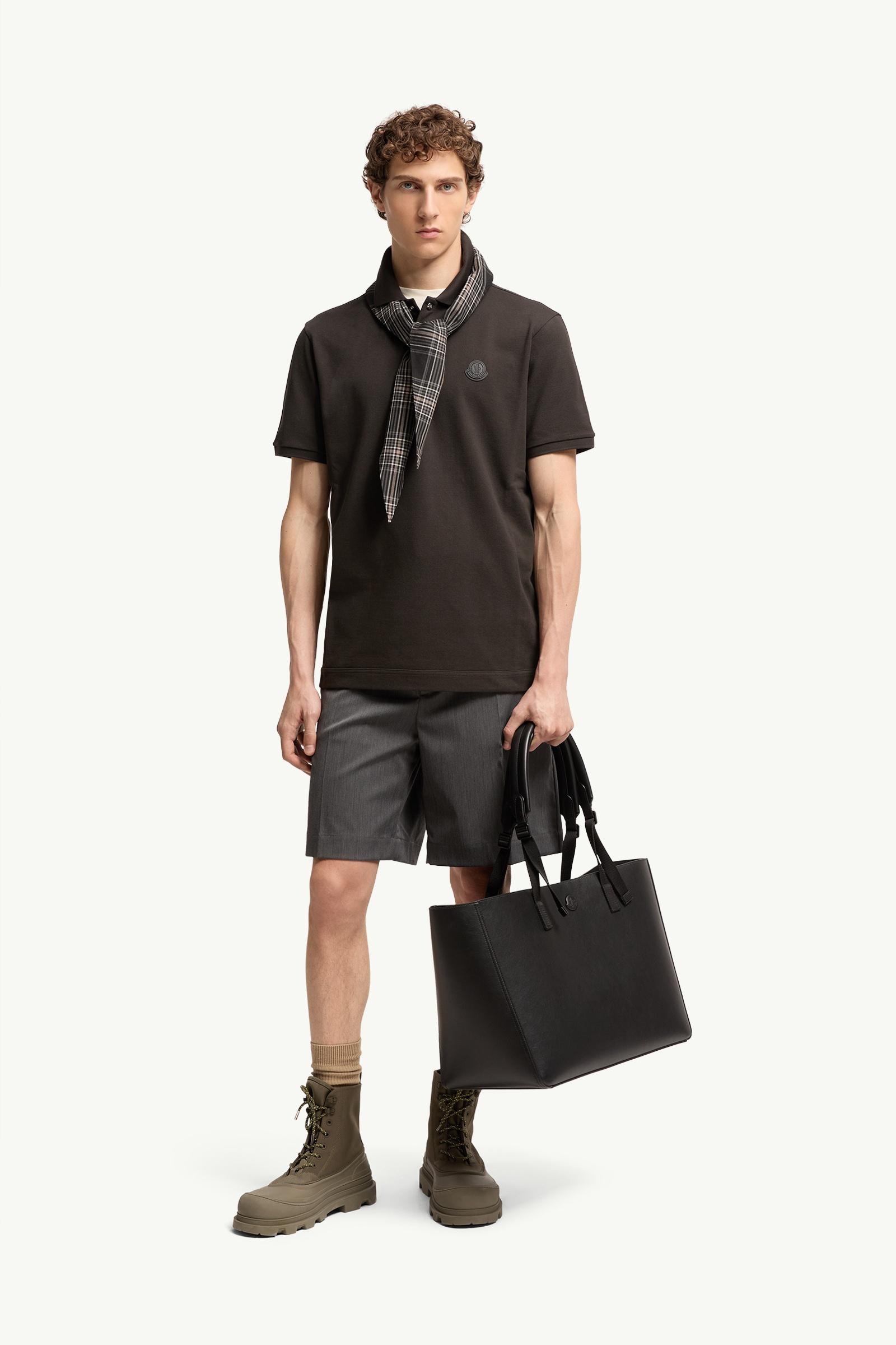 Moncler Logo Patch Cotton Piquet Polo Shirt Olive Green Olive Green