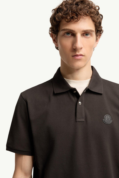 Moncler Logo Patch Cotton Piquet Polo Shirt Olive Green Olive Green
