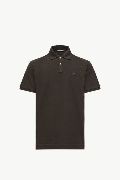 Moncler Logo Patch Cotton Piquet Polo Shirt Olive Green Olive Green