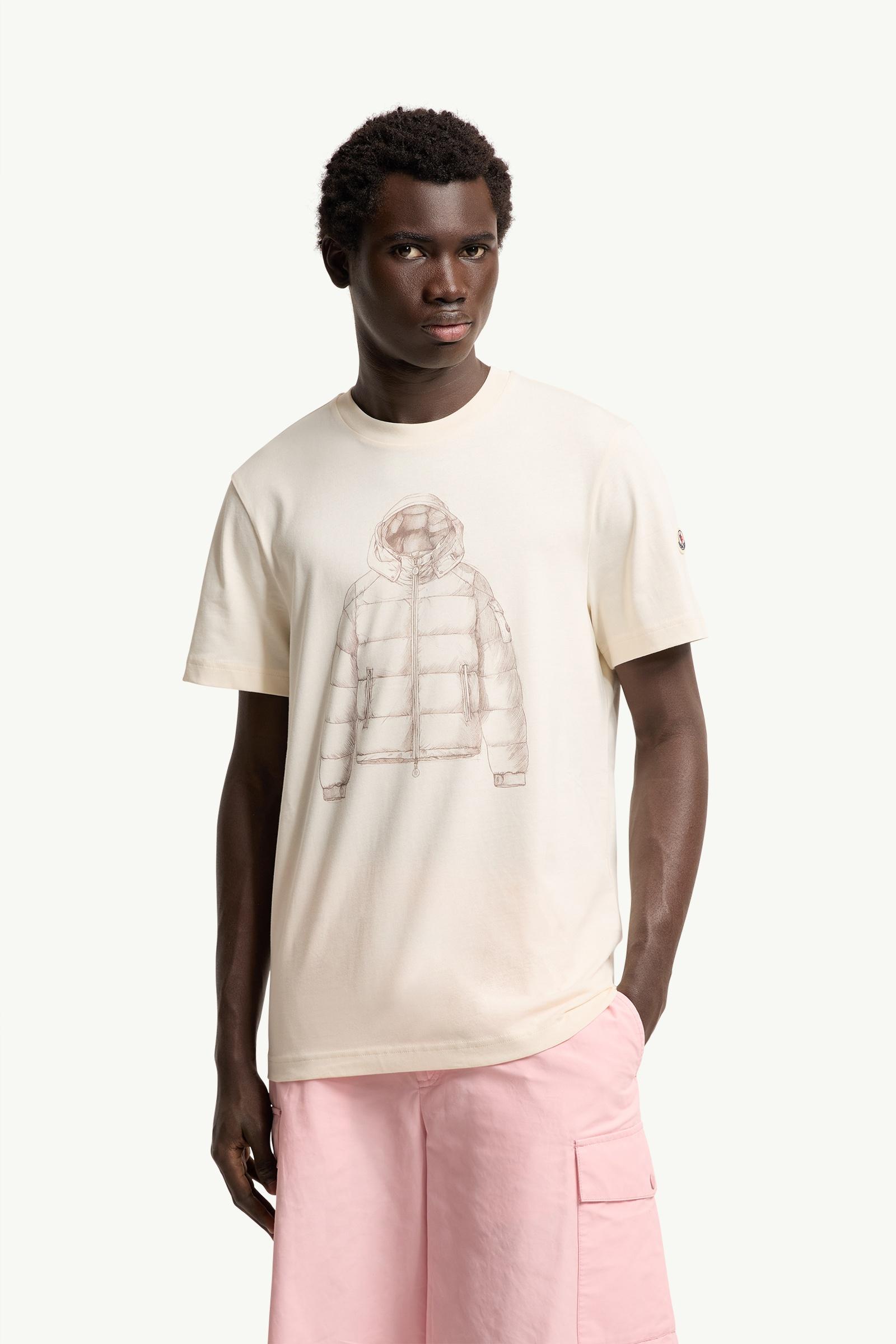 Moncler Down Jacket Print Cotton T-Shirt White Ivory White Ivory
