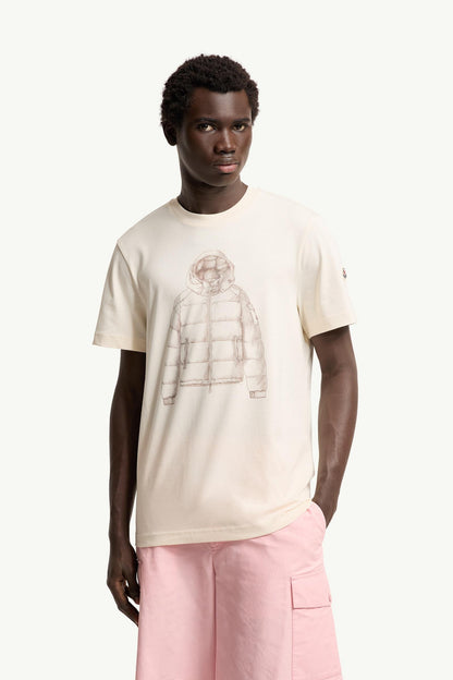 Moncler Down Jacket Print Cotton T-Shirt White Ivory White Ivory