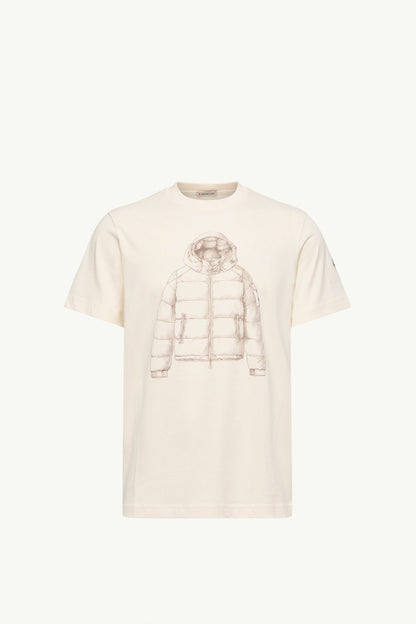 Moncler Down Jacket Print Cotton T-Shirt White Ivory White Ivory