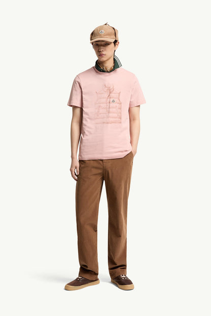 Moncler Down Jacket Print Cotton T-Shirt Pink Pink