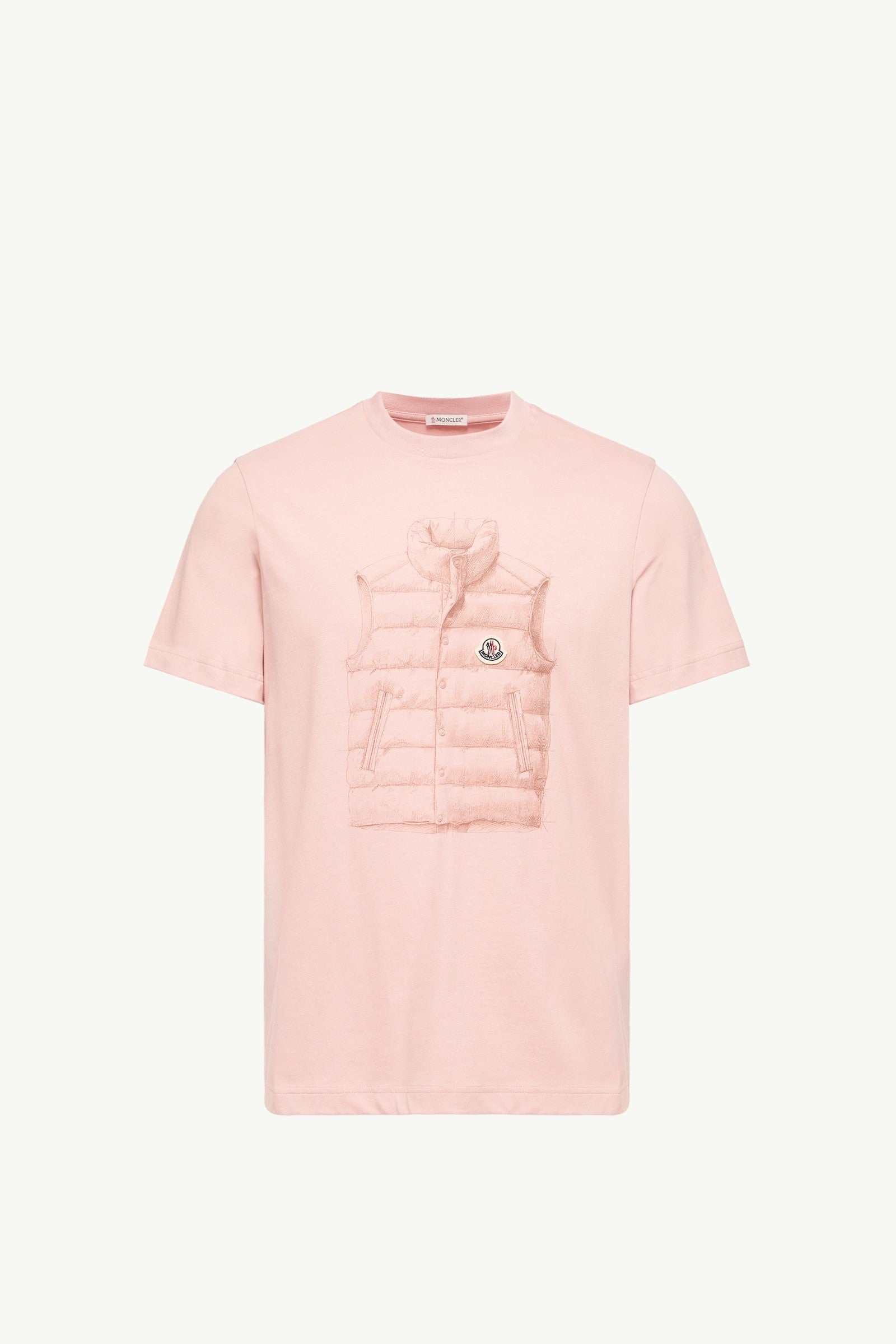 Moncler Down Jacket Print Cotton T-Shirt Pink Pink