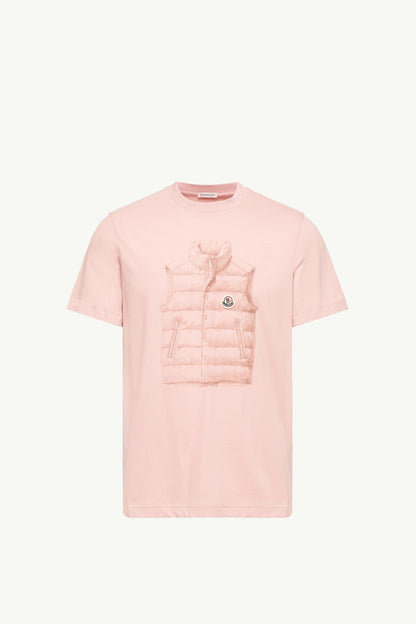 Moncler Down Jacket Print Cotton T-Shirt Pink Pink