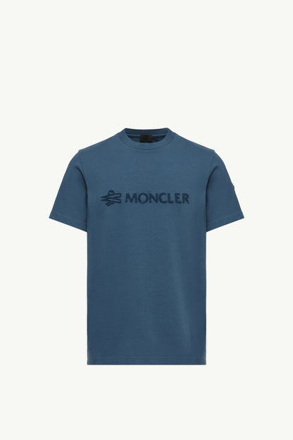 Moncler Logo Cotton T-Shirt Ink Blue Ink Blue