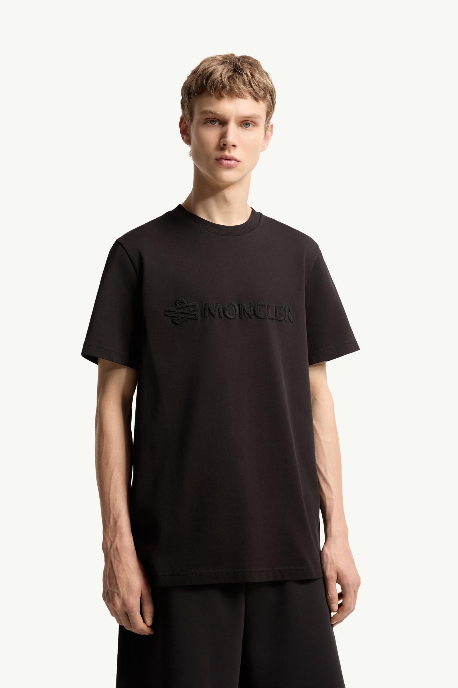 Moncler Logo Cotton T-Shirt Black Black