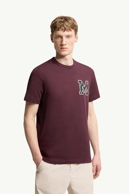 Moncler Cotton Jersey Monogram T-Shirt Burgundy Burgundy