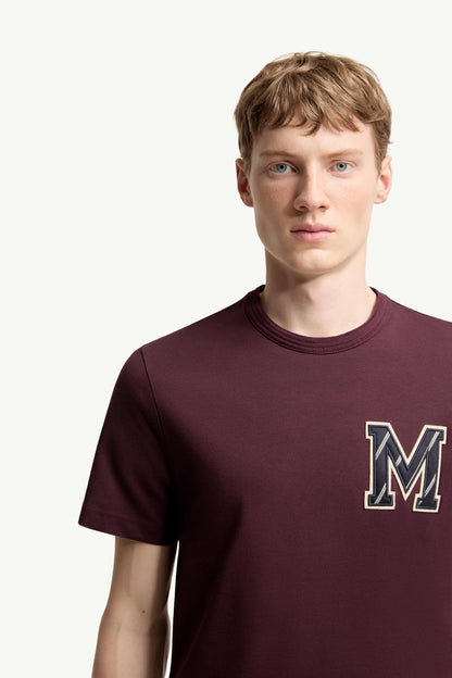 Moncler Cotton Jersey Monogram T-Shirt Burgundy Burgundy