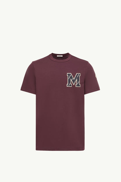 Moncler Cotton Jersey Monogram T-Shirt Burgundy Burgundy