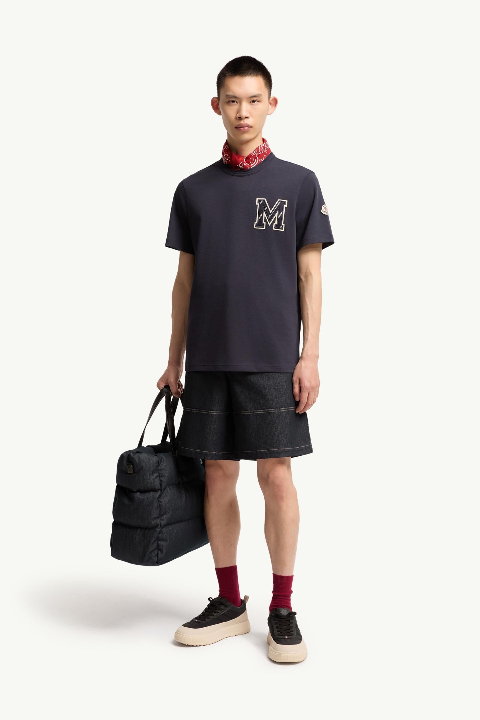 Moncler Cotton Jersey Monogram T-Shirt Navy Blue Navy Blue