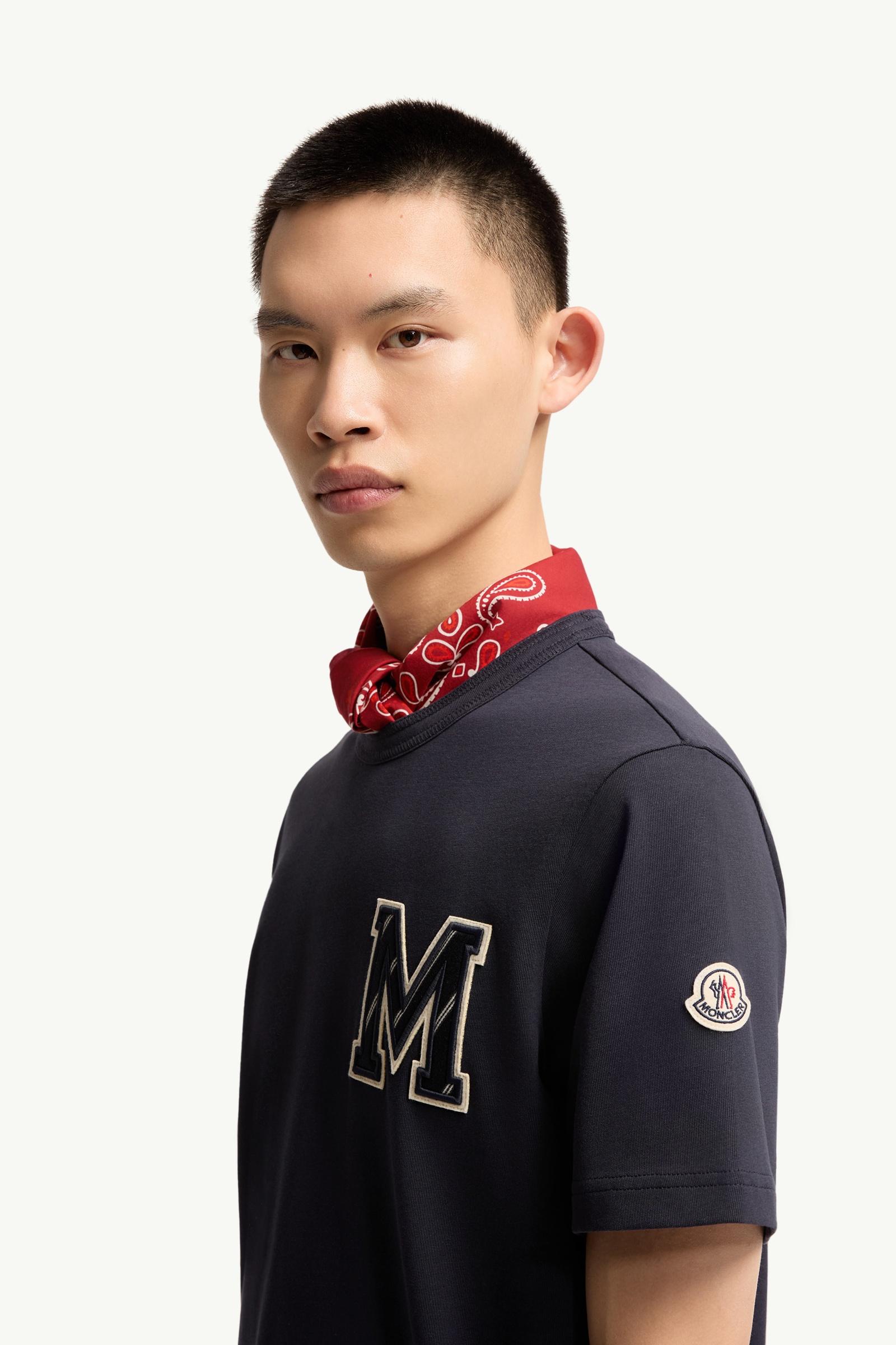 Moncler Cotton Jersey Monogram T-Shirt Navy Blue Navy Blue