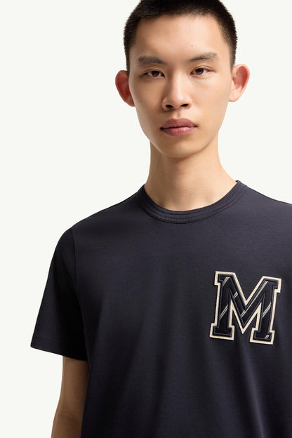 Moncler Cotton Jersey Monogram T-Shirt Navy Blue Navy Blue