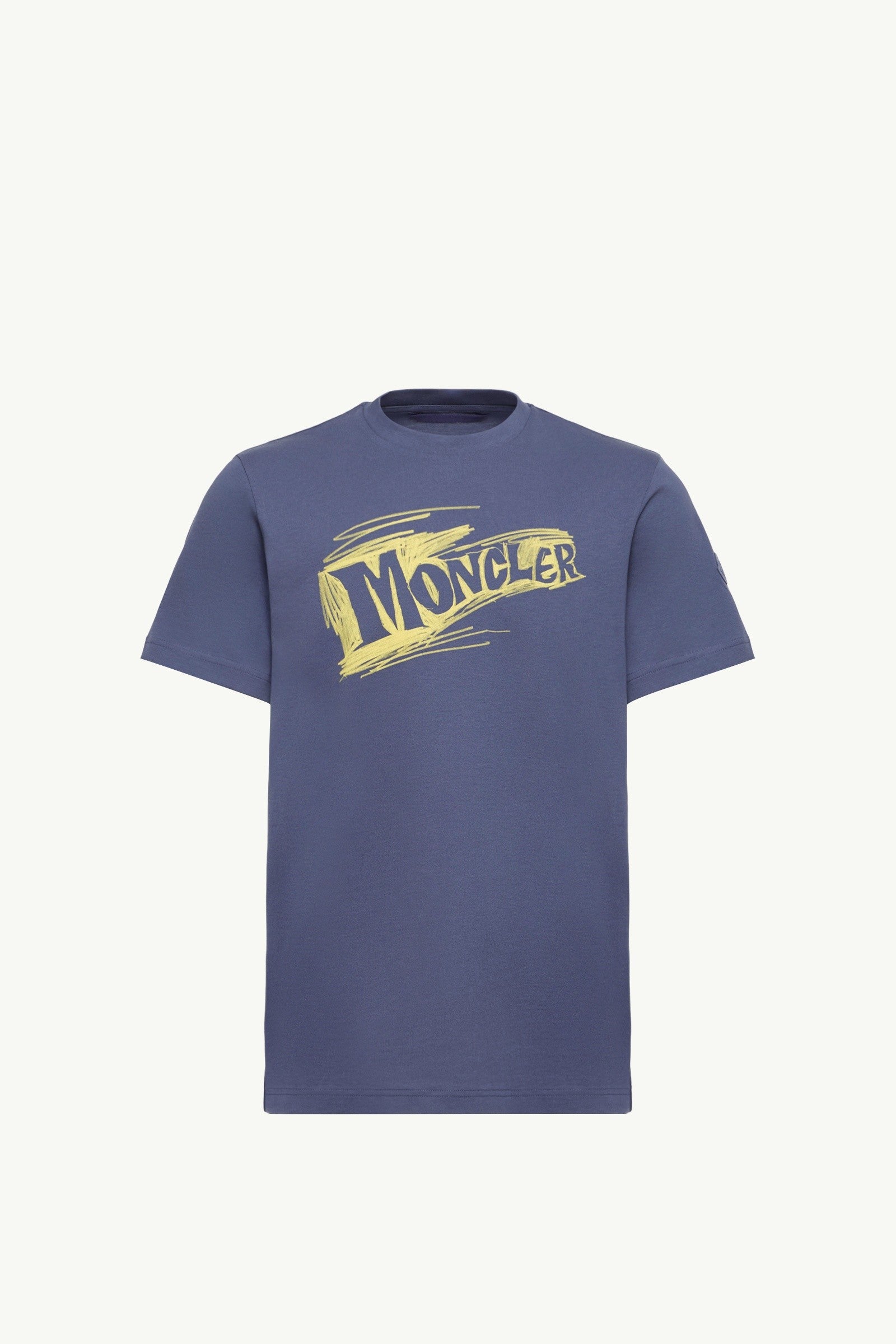 Moncler Sketch Logo Cotton T-Shirt Cobalt Blue Cobalt Blue