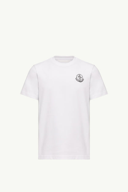 Moncler Cotton Jersey Logo Patch T-Shirt White White