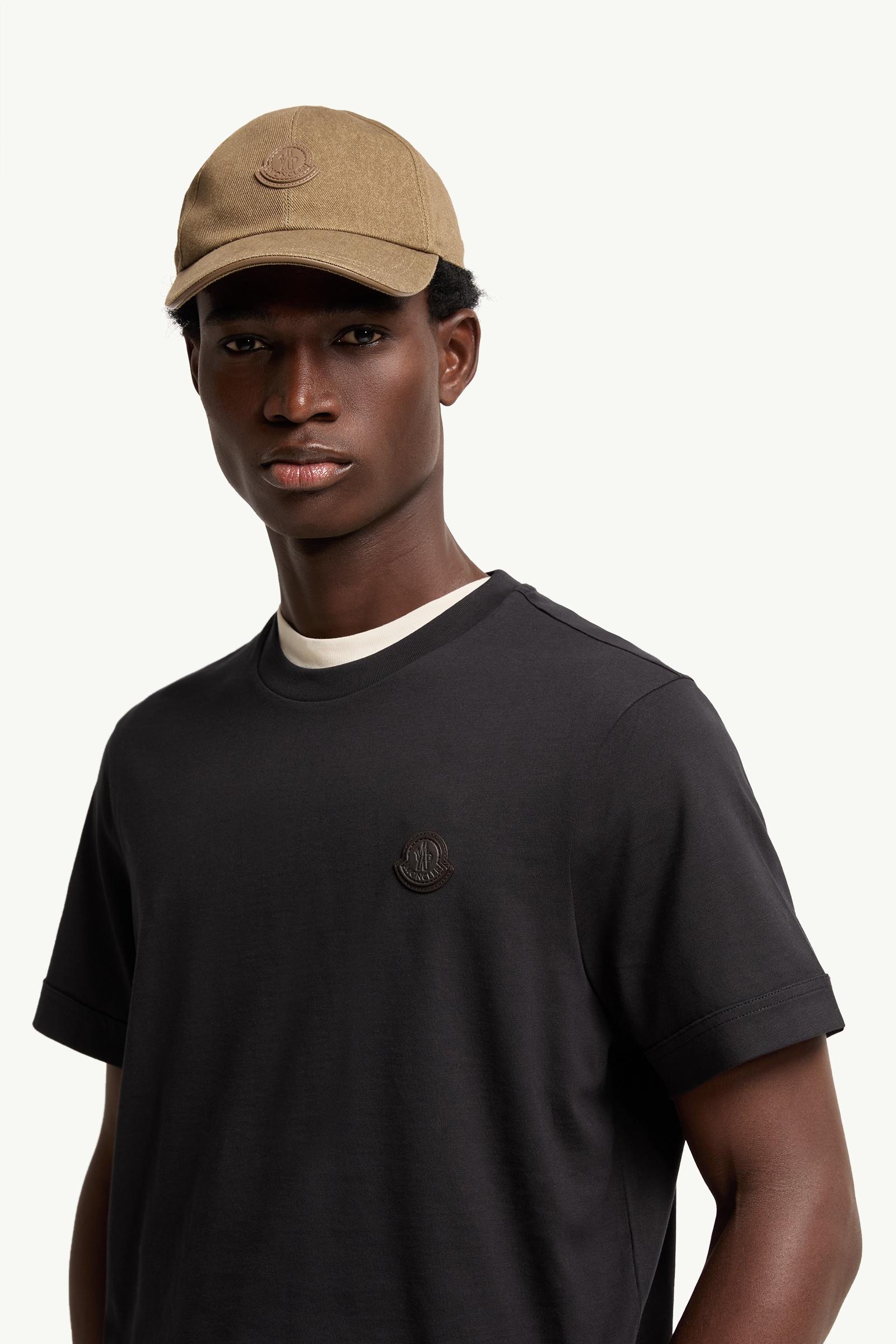 Moncler Double Leather Logo Cotton T-Shirt Dark Blue Dark Blue