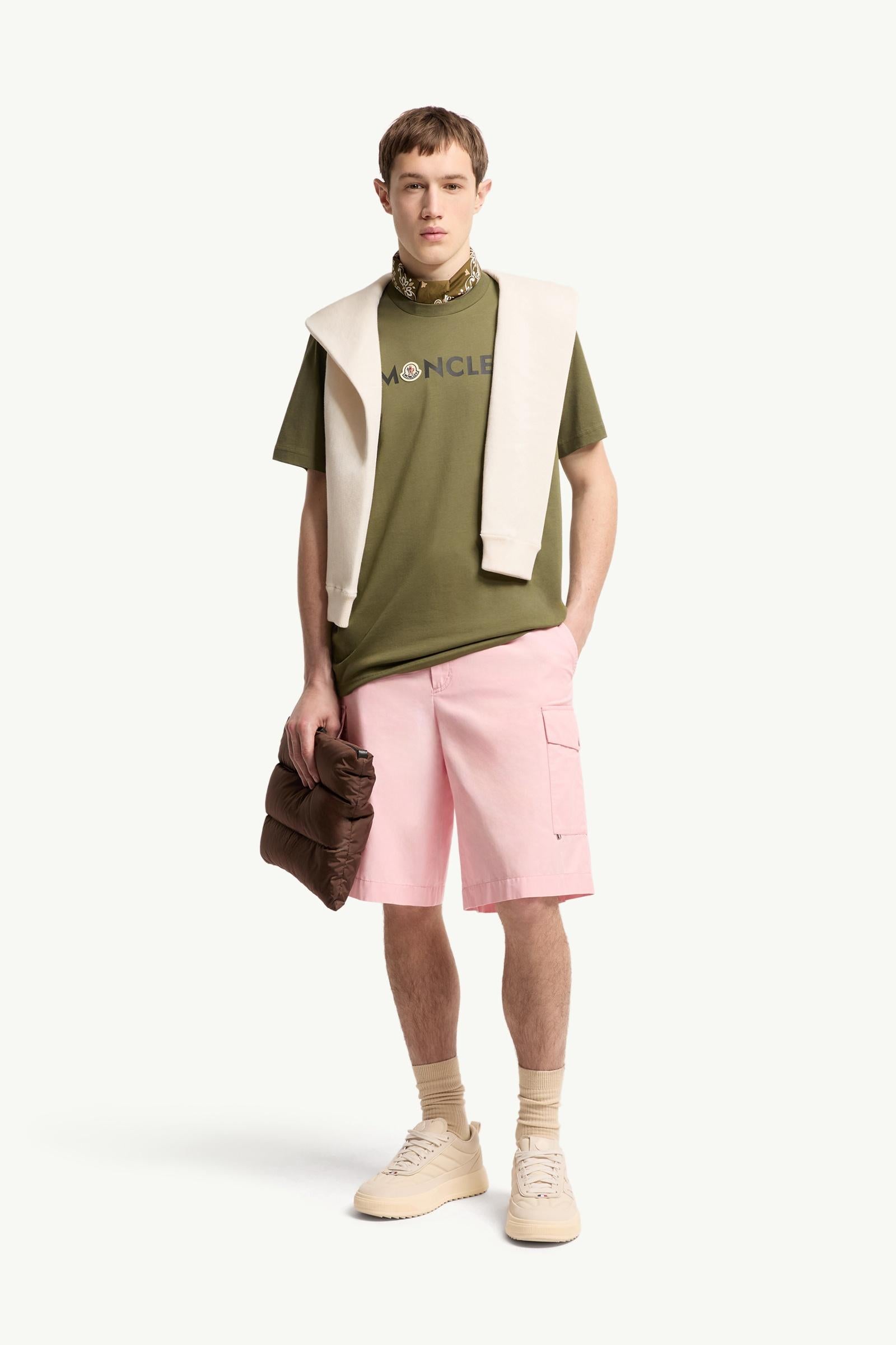 Moncler Logo Cotton T-Shirt Olive Green Olive Green