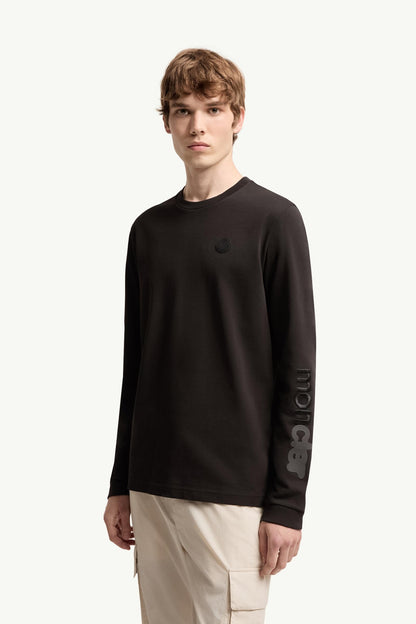 Moncler Cotton Jersey Long Sleeve T-Shirt Black Black