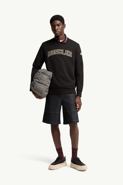 Moncler Logo Cotton Sweatshirt Black Black