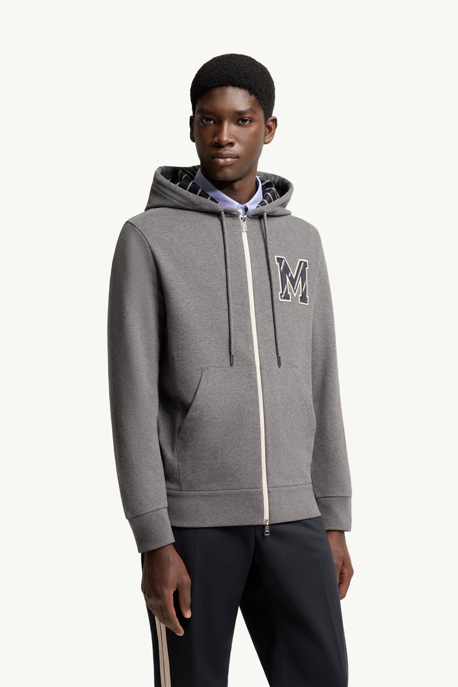 Moncler Monogram Cotton Zip-Up Hoodie Dark Grey Dark Grey