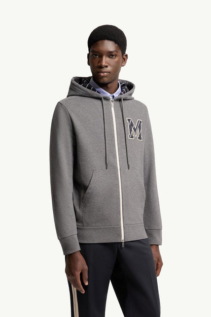 Moncler Monogram Cotton Zip-Up Hoodie Dark Grey Dark Grey