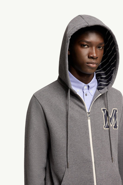 Moncler Monogram Cotton Zip-Up Hoodie Dark Grey Dark Grey