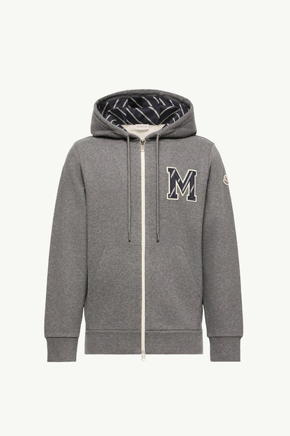 Moncler Monogram Cotton Zip-Up Hoodie Dark Grey Dark Grey
