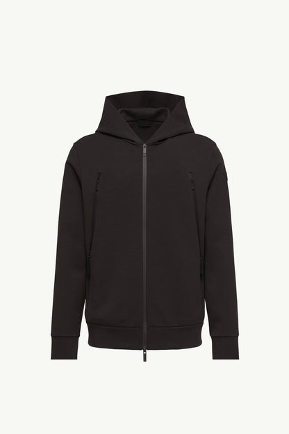 Moncler Cotton Blend Zip-Up Hoodie Black Black