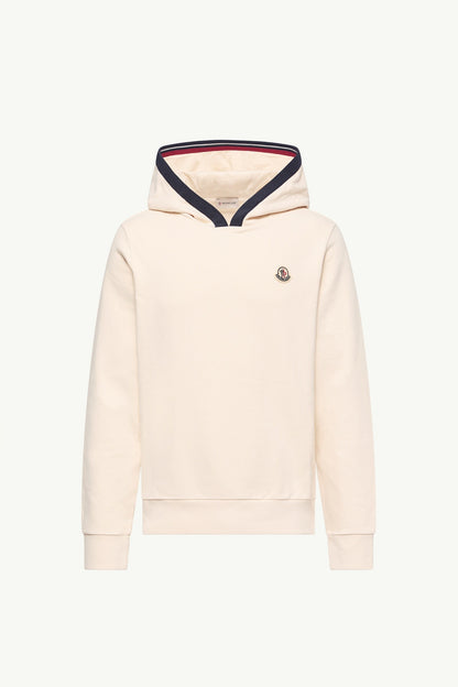 Moncler Brushed Cotton Logo Hoodie White Ivory White Ivory