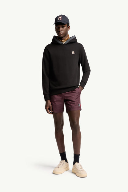 Moncler Brushed Cotton Logo Hoodie Black Black