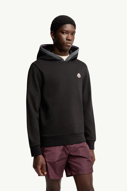 Moncler Brushed Cotton Logo Hoodie Black Black
