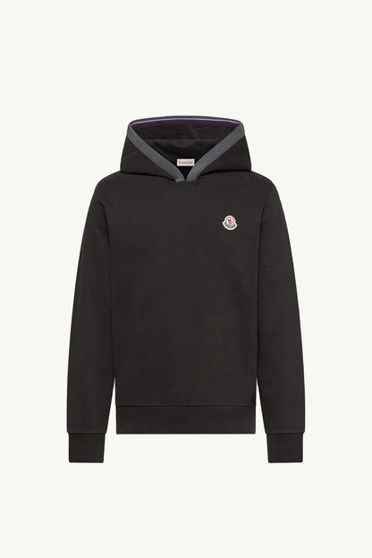 Moncler Brushed Cotton Logo Hoodie Black Black