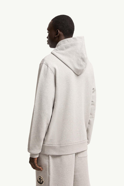 Moncler Sketched Logo Zip-Up Cotton Hoodie Grey Grey